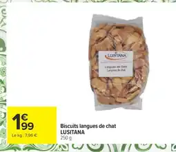 Carrefour LUSITANA Biscuits langues de chat offre
