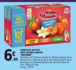 E.Leclerc MATERNE Compotes en pots sans sucres ajoutés offre