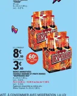 E.Leclerc DESPERADOS RED Bières aromatisées cachaça guarana et fruits rouges offre