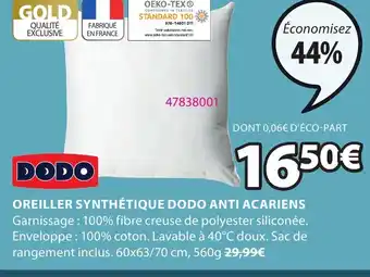 JYSK Oreiller Synthétique Dodo anti Acariens offre