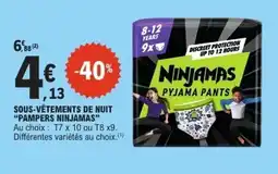E.Leclerc PAMPERS NINJAMAS Sous-vêtements de nuit offre