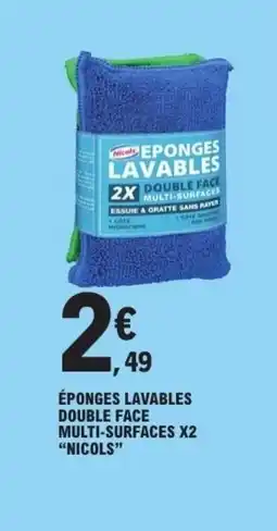 E.Leclerc NICOLS Éponges lavables double face multi-surfaces x2 offre