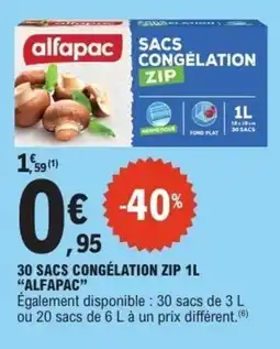 E.Leclerc ALFAPAC 30 sacs congélation zip offre