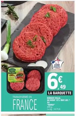 E.Leclerc DABIA Burger halal au bœuf 15% mat.gr offre