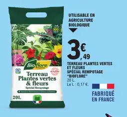 E.Leclerc BIOFLORE Terreau plantes vertes et fleurs spécial rempotage offre