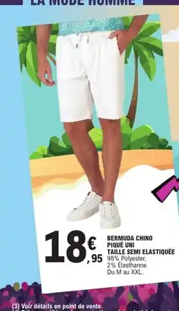 E.Leclerc Bermuda chino piqué uni taille semi elastiquée offre