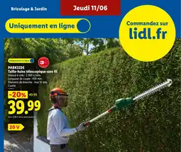 Lidl PARKSIDE Taille-haies télescopique sans fil offre