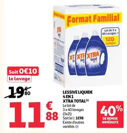 Auchan Xtra lessive liquide 4 en 1 total offre