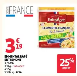 Auchan Entremont emmental râpé offre