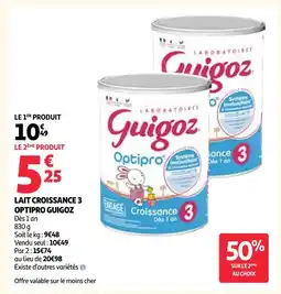 Auchan Guigoz lait croissance 3 optipro offre