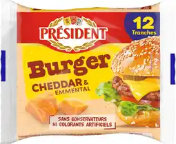 Auchan President tranches pour burger cheddar et emmental président offre