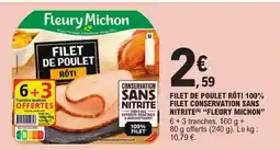 E.Leclerc Fleury michon filet de poulet rôti 100% filet conservation sans nitrite offre