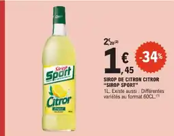 E.Leclerc Sirop sport sirop de citron citror offre