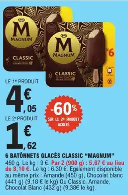 E.Leclerc Magnum 6 bâtonnets glacés classic offre
