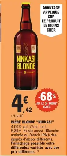 E.Leclerc Ninkasi bière blonde offre