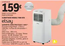E.Leclerc Elsay climatiseur mobile 7000 btu offre