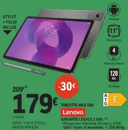 E.Leclerc Lenovo tablette idea tab offre