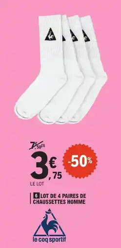 E.Leclerc Le coq sportif lot de 4 paires de chaussettes homme offre