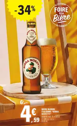 E.Leclerc Birra moretti bière blonde italienne offre