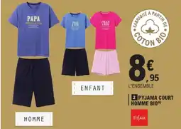 E.Leclerc Tissaia pyjama court homme bio offre