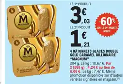 E.Leclerc Magnum 4 bâtonnets glacés double gold caramel billionaire offre