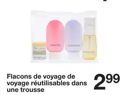 Zeeman Flacons de voyage réutilisables dans une trousse offre
