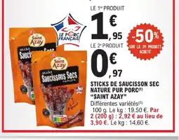 E.Leclerc Saint azay sticks de saucisson sec nature pur porc offre