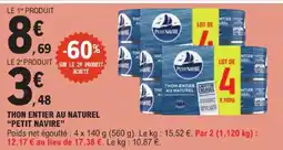 E.Leclerc Petit navire thon entier au naturel offre