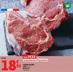 Auchan Viande bovine côte avec os offre