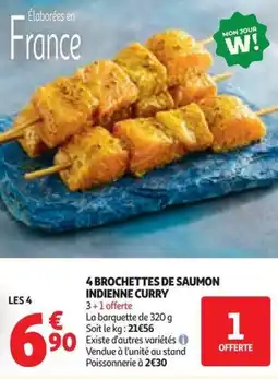 Auchan 4 brochettes de saumon indienne curry offre