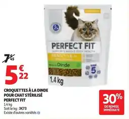 Auchan Croquettes à la dinde pour chat stérilisé perfect fit offre