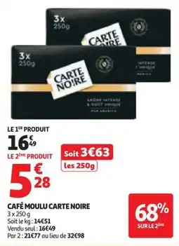 Auchan Café moulu carte noire offre