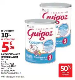 Auchan Lait croissance 3 optipro guigoz offre