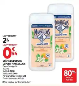 Auchan Crème de douche le petit marseillais offre