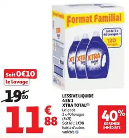 Auchan Lessive liquide 4 en1 xtra total offre