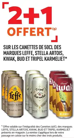 Netto Sur les canettes de des marques leffe stella artois kwak bud et tripel karmeliet offre