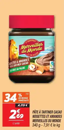 Netto Pâte à tartiner cacao noisettes et amandes merveilles du monde offre