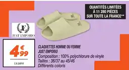 Netto Claquettes homme ou femme just emporio offre
