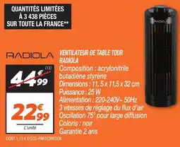 Netto Ventilateur de table tour radiola offre
