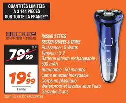 Netto Rasoir 3 têtes becker shaves & trims offre