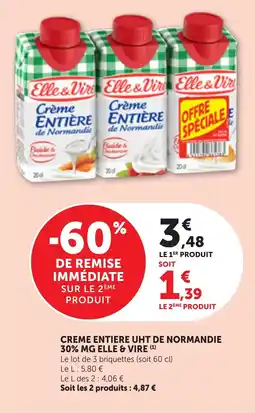 Bi1 Creme entiere uht de normandie 30% mg elle & vire offre
