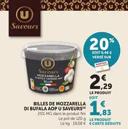 Bi1 Billes de mozzarella di bufala aop u saveurs offre