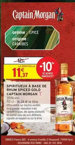 Intermarché Hyper Captain morgan - spiritueux à base de rhum spiced gold offre