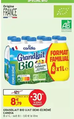 Intermarché Hyper Candia - grandlait bio u.h.t. demi-écrémé offre