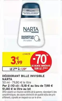 Intermarché Hyper Narta - déodorant bille invisible offre