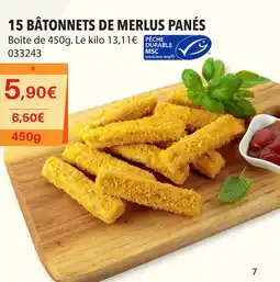 Gel 2000 15 BÂTONNETS DE MERLUS PANÉS offre