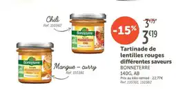 L'Eau Vive Tartinade de lentilles rouges différentes saveurs offre