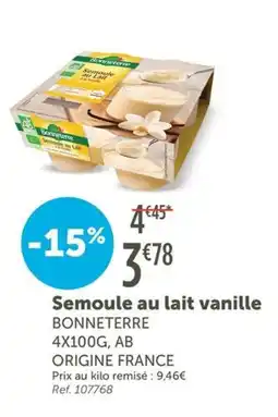 L'Eau Vive Semoule au lait vanille offre