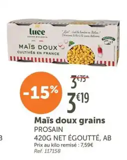 L'Eau Vive Maïs doux grains offre