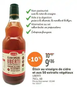 L'Eau Vive Élixir au vinaigre de cidre et aux 50 extraits végétaux UBERTI offre